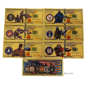6 modèles de billets de banque militaires américains en or, armée, marine, air force, garde-coastale, souvenirs, billets de dollars, objets de collection, cadeau - Product Image 2