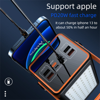 4USB 66W Power Bank 50000mah Charge rapide Camping en plein air Lumière LED Charge rapide Haute capacité 70000mAh Centrale électrique pour téléphone