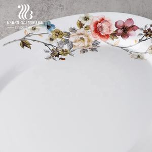 طبق عشاء بيضاوي من الزجاج الأوبالي الأبيض المقاوم للحرارة مقاس 12/14 بوصة مع تصميم زهور - Product Image 6