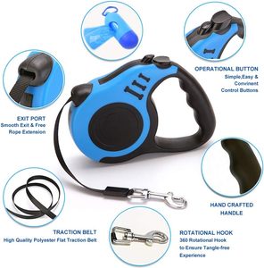 Correa de perro retráctil de nailon fuerte personalizada, correa para caminar de alta resistencia con cuenco plegable, collar de nailon, juego de bolsas para caca para viajes de mascotas - Product Image 3