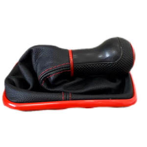 Chen Can – couvercle de pommeau de levier de vitesse en cuir, noir, avec surpiqûres rouges, pour Volkswagen Golf 4 Bora Jetta MK4 GTi 5 vitesses - Product Image 2