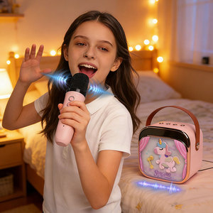 Altavoz de <span class=keywords><strong>Karaoke</strong></span> para Niños con Estilo Personalizable, Micrófonos Inalámbricos, Luz RGB, Máquina de Cantar Portátil para Niños - Product Image 2
