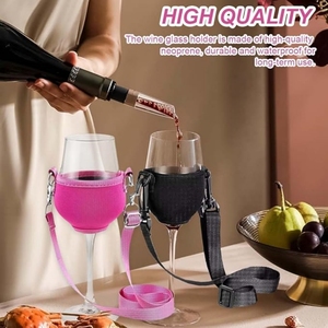 Portavasos de Neopreno Ajustable con Cordón, Funda Protectora Portátil para Copas de Vino Tinto, Accesorios para Bar, Fiestas, Playa - Product Image 5