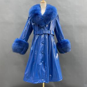 <span class=keywords><strong>Trench</strong></span> donna in vera pelliccia di alta qualità con finiture lunghe in pelliccia - Product Image 6