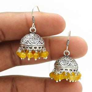 Pendientes de borla de diseño indio tradicional Citrino natural con cuentas de piedras preciosas de lujo Pure 925 Sterling Silver Birthstone Earring OEM - Product Image 2