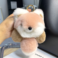 Clé en fourrure Chian Mignon Petit Renard Pendentif Véritable Sac en Fourrure de Lapin Charme Ins Poupée Sac Pendentif Femmes Voiture Porte-clés Véritable Fourrure Cadeau d'Anniversaire