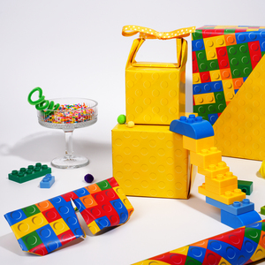 Bright Color <b>Building</b> Brick Decorative Wrapping Paper Roll For Children <b>Block</b> Party Holiday Toy Gift Packing Supply - Product Image 5