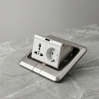 Prise murale en aluminium et acier inoxydable de style européen, étanche IP22, 16A 250V, avec protection intégrée multifonctionnelle