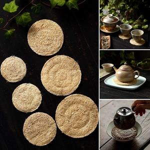 Durable Organic Loofah Sponge Cup Mat Eco-Friendly Retro <b>Kitchen</b> Tool for Teapot Natural <b>Kitchen</b> <b>Accessory</b> - Product Image 3
