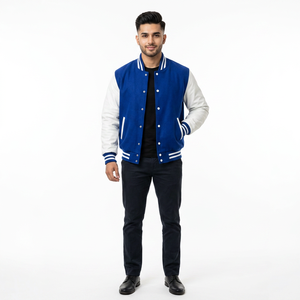 Chaqueta Varsity con Botones al Frente, Cuello Suave y Parche Decorativo, Ideal para Combinar con una Camiseta Sencilla y para Paseos Nocturnos con Amigos - Product Image 1