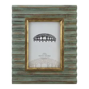 Superior Quality Handmade Picture Frame Textured Solid Wood Frame Green Brown Color 5*7 Inch