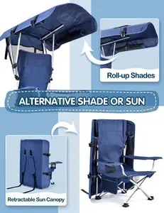 กระเป๋าเป้สะพายหลังพับได้แบบพกพาน้ำหนักเบาป้องกันรังสียูวีที่วางแขนเก้าอี้ตั้งแคมป์เด็กพับเก็บได้มีหลังคาบังแดดแบบพับเก็บได้ - Product Image 2