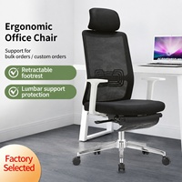 Silla de Oficina Ergonómica de Malla con Respaldo Alto, Reposapiés, Soporte Lumbar, Reposabrazos 3D, Reclinable, para Juegos y Computadora