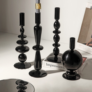 Decorazioni Creative ornamenti portacandele in vetro moderno Retro Home soggiorno tavolo in vetro nero a lume di candela romantico - Product Image 5