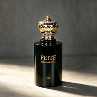 Flacon de parfum vide de luxe 50 ml transparent personnalisé, flacon de parfum cylindrique noir avec pulvérisateur et boîte d'emballage