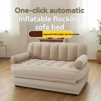 Canapé-lit gonflable floqué confortable, gonflage en un clic, matelas pliable en PVC pour le camping, couchage temporaire pour invités