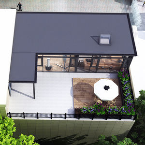 Véranda élégante en aluminium noir avec toit en verre trempé <span class=keywords><strong>double</strong></span> <span class=keywords><strong>vitrage</strong></span> pour un espace de vie en plein jardin toute l'année - Product Image 3