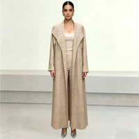 Abaya plissée texturée de luxe traditionnelle du Moyen-Orient, style Miyake, avec gaufrage floral intégral, col large, manteau ouvert, vêtement islamique