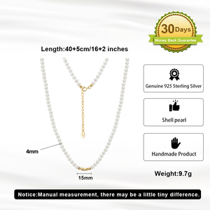 Collar de Perlas de Concha RINNTIN PSN09 al por Mayor, Collar con Cuentas Chapado en Oro de 14K, Collar con Dijes de Plata de Ley 925 para Mujer - Product Image 3