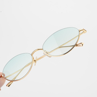 Lunettes de soleil métalliques demi-cerclées ovales vintage 2026 avec verres dégradés en nylon fin électroplaqué pour femmes et hommes