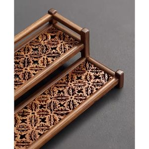 차 세트 보관 및 액세서리용 2 단 호두 슬라이스 2 단 울타리 티 트레이 우드 커피 컵 홀더 및 주최자 - Product Image 4