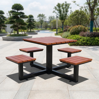 Table de pique-nique extérieure moderne et imperméable à prix d'usine avec bancs en acier galvanisé et bois composite WPC, durable, taille personnalisable