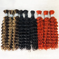 Vente en gros tresses Boho Curl en vrac cheveux humains pour le tressage sans trame vague profonde brut en vrac Boho cheveux humains tressage extension de cheveux