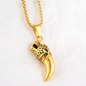 <span class=keywords><strong>Collares</strong></span> de Moda con Colgante de Cabeza de Perro Hip Hop con Dientes de Lobo, de Acero Inoxidable, Resistentes al Agua y al Deslustre, <span class=keywords><strong>para</strong></span> Hombre - Product Image 3