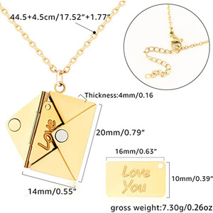 Collana in Acciaio Inossidabile 18k PVD, Gioiello Regalo Placcato Oro con Messaggio 'Ti Amo', Ciondolo Personalizzato a Forma di Lettera d'<span class=keywords><strong>Amore</strong></span> e Busta - Product Image 5