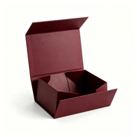 Boîte cadeau magnétique de luxe personnalisée en bordeaux, boîte d'emballage rigide en papier pliable avec fermeture magnétique pour l'emballage de vêtements