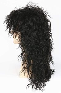 Pelucas negras para hombre, <span class=keywords><strong>disfraz</strong></span> de <span class=keywords><strong>Halloween</strong></span>, Punk, Heavy Metal Rocker, peluca rizada larga - Product Image 5
