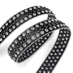 Cintura Western da Donna con Strass, Fibbia in Lega, in Pelle PU, Stile Y2K <span class=keywords><strong>Punk</strong></span> <span class=keywords><strong>Rock</strong></span> - Product Image 2