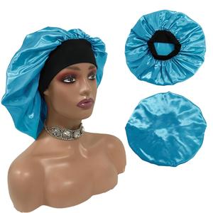 Gorro sedoso de satén con estampado de belleza de gran tamaño para mujer, gorro de noche para dormir, gorro para la cabeza, gorro para cabello rizado y elástico - Product Image 5