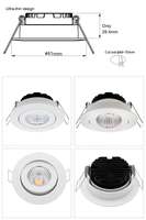 Spot LED encastré moderne SMD 4000K 5W, homologué IC, pour plafond domestique, IP44, avec driver intégré, DOB, orientable et dimmable, 60