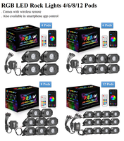 4 6 8 12 Pods RF Control remoto y aplicación de teléfono Mini luz para luz estroboscópica de coche LED Rock Light