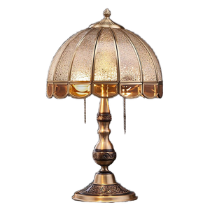 Lampada da Tavolo di Lusso Europea in Rame, Paralume in Vetro Ottone Anticato, Lampada da Scrivania Vintage <span class=keywords><strong>per</strong></span> Casa, Camera da Letto, Comodino, Lampada da Lettura - Product Image 6