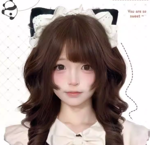 Perruque courte style japonais personnalisée, bouclée effet méduse, avec franges, pour un look princesse et doux - Product Image 4