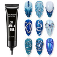 Gel de modelage 3D non collant pour les mains, gel sculptant 5D effet gelée pour ongles, marque privée, vente en gros