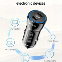 Chargeur de voiture USB C double 60W Mini PD Charge rapide Chargeur de téléphone de voiture Adaptateur allume-cigare pour iPhone 17 16 15 14 13 Pro Max
