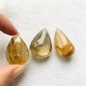High Quality Natural Rock Quartz Stone Gold Rutilated Quartz Crystal Pendant For Jewelry Making