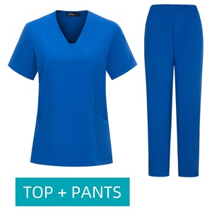 Women's Scrub Set Short Sleeve Split Design Knitted Uniforms For Medical Beauty Dental Work <b>Clothes</b> Size S XXL - Product Image 2