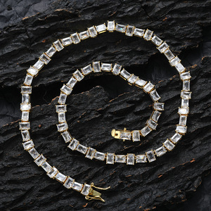 4 * 6Mm Square Zircon Horizontally and Vertically Arranged Rectangular Zirconium Tennis Chain Tanjing Fashion Lijing Necklace - Product Image 3