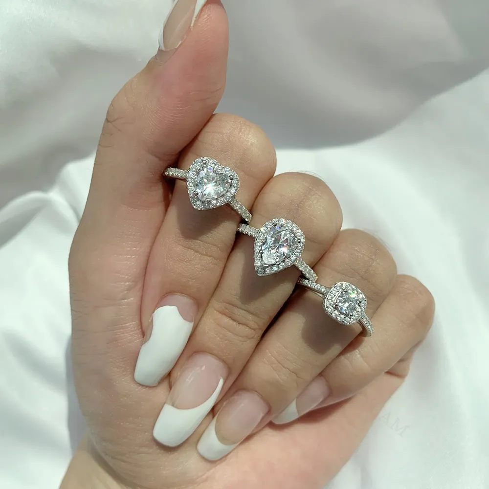 Dylam Big Diamond Heart Crown Shape Cross Fine Jewelry Rings for Women Engagement Jewellery 925 Sterling Silver Wedding Rings