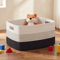 Paniers tissés en corde de coton naturel, 3 tailles, poignées carrées, organisateur de rangement pour la maison, la cuisine, la salle de bain, la buanderie, la décoration