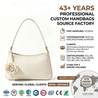 Tas Selempang Hobo Mewah Warna Putih dengan Ritsleting, Motif Bunga Kamelia dan Bulan Sabit, Logo Custom, OEM ODM, Grosir Pabrik 2026