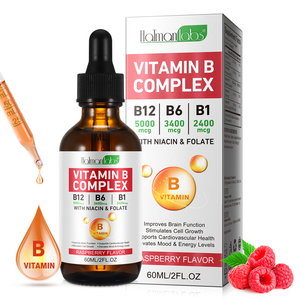 Hatmanlabs B1 B6 B12 Supplément Sublingual Complexe <span class=keywords><strong>de</strong></span> Vitamines B en Gouttes pour l'Énergie, le Métabolisme et la Santé Cardiovasculaire - Product Image 1