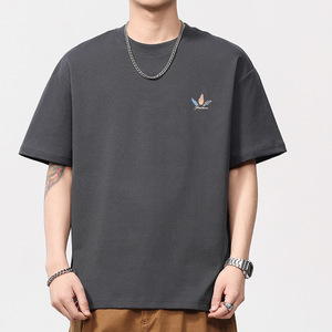 Camiseta de Manga Corta para Hombre, Cuello Redondo, 100% Algodón, 230g, Estampado Digital de Plumas en la Espalda, Anti-Pilling, Tejido Casual, Directo de Fábrica - Product Image 5