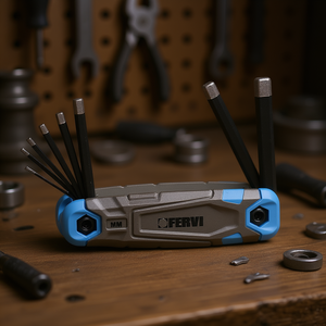 <span class=keywords><strong>Set</strong></span> di <span class=keywords><strong>chiavi</strong></span> esagonali <span class=keywords><strong>Fervi</strong></span> da 1,5 a 10 mm metriche pieghevoli multifunzione - Product Image 3