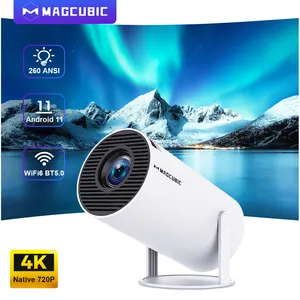 Magcubic proyektor cerdas, proyektor cerdas Android 11 HY300 Pro Dual Wifi6 260ANSI Allwinner H713 BT5.0 1080P 1280x720P LED LCD 8GB 500g