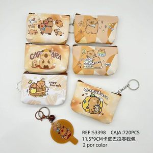 Portamonete Capybara 11,5x9 cm Mini portafoglio con cerniera Design a cartoni animati per ragazze Portachiavi compatto in microfibra e pelle sintetica - Product Image 1